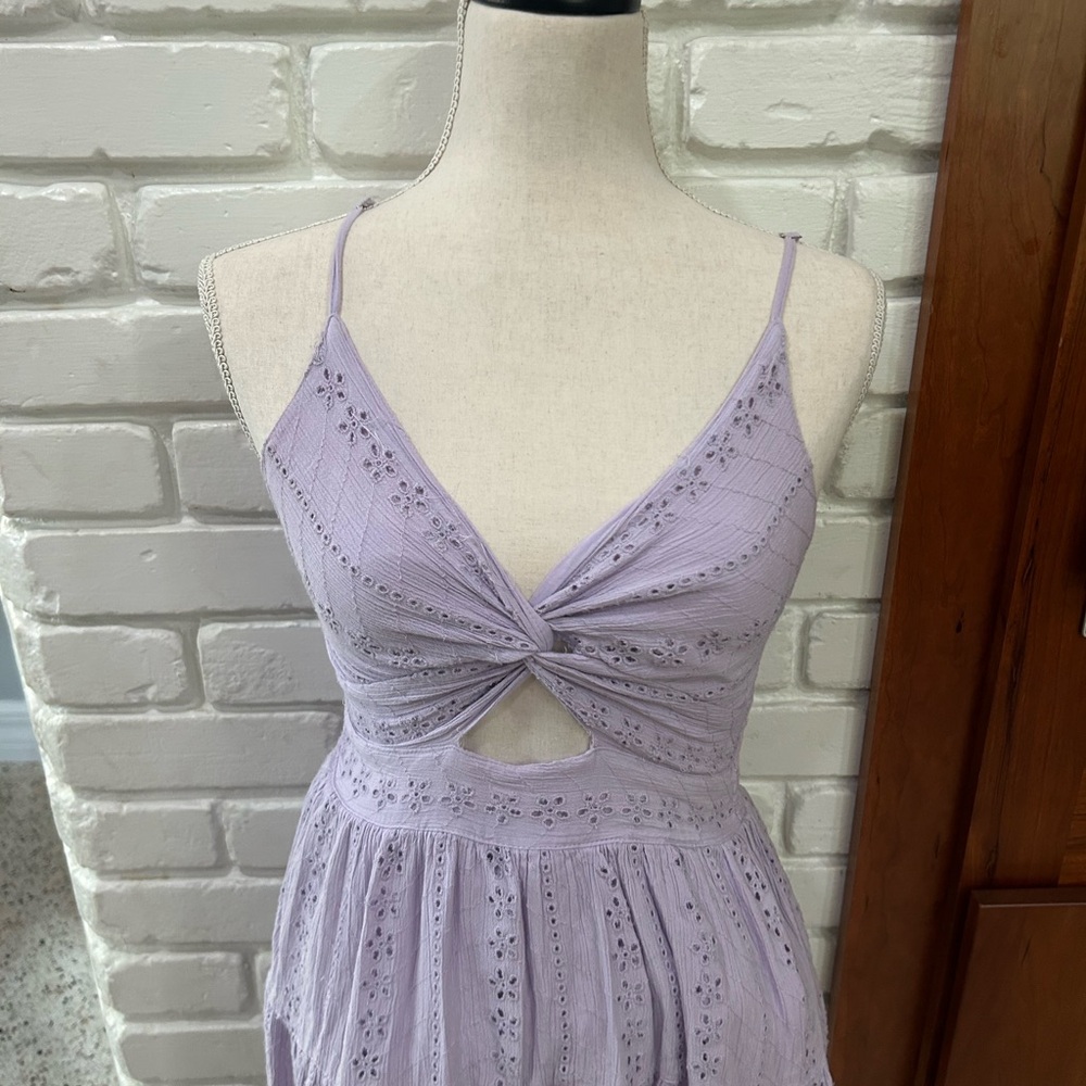 Angie Purple Backless Sundress with Spaghetti Straps